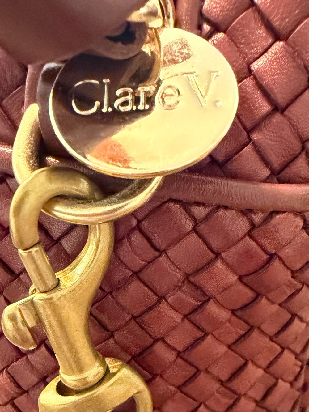 Clare V Marisol Diagonal Woven Crossbody Bag in Toffee - Picture 3 of 11